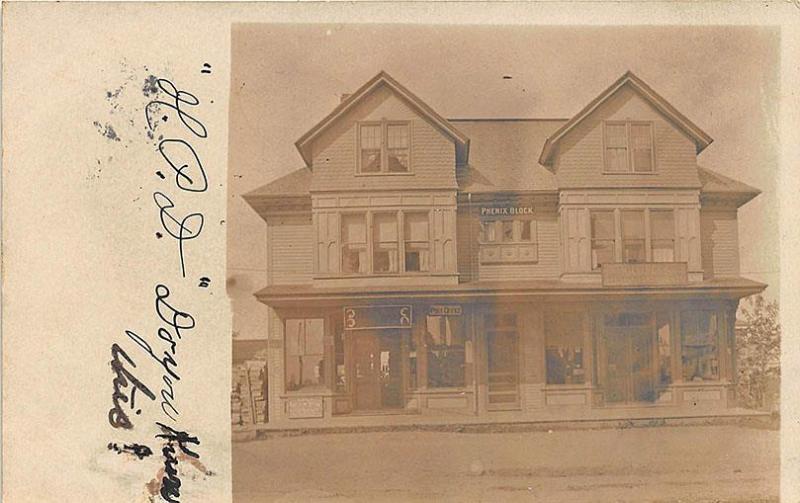 East Corinth ME Main Street Phenix Block Post Office RPPC Postcard