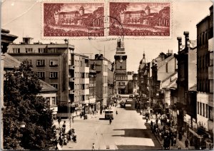 RPPC Czech Republic Pardubice Stalinova trida front stamps
