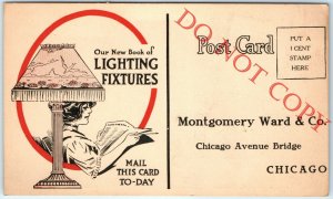 c1910s Montgomery Ward Lighting Fixture Advertising Catalog Request Postcard A15 