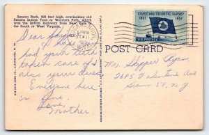 Postcard Seneca Rocks Rt 5 Medina Quartzite Near Elkins West Virginia Linen 1959