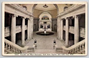 Salt Lake City Utah Corridor And Main Stairways State Capitol Postcard M23