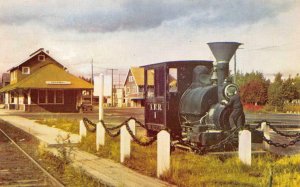 FAIRBANKS, Alaska AK   RAILROAD STATION~Old Train Engine  c1950's Depot Postcard