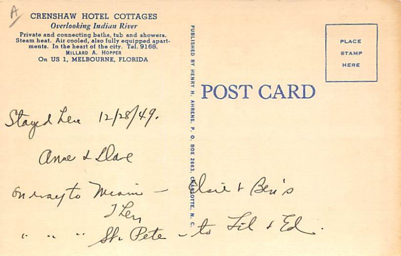 Crenshaw Hotel Cottages Overlooking Indian River