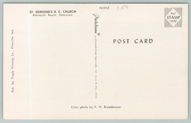 Rehaboth Beach Delaware~St Edmond's Christ Church~Standard Chrome Postcard