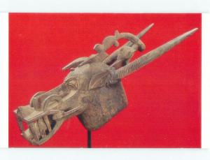 Pre-1980 POSTCARD OF FIRE SPITTER AFRICAN HELMET MASK AT MUSEUM Detroit MI E5658