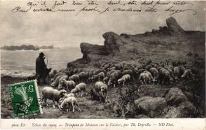 CPA Salon de 1909 TH. DEYROLLE - Troupeau de Moutons sur la Falaise (217986)
