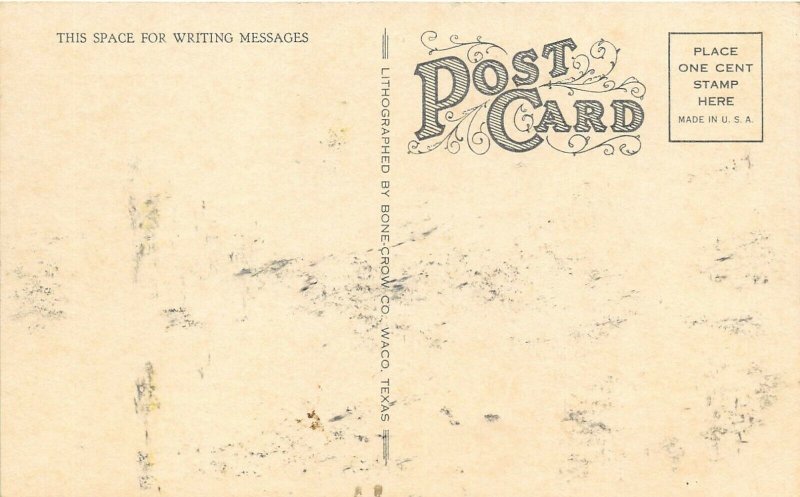 Alamo Plaza Hotel Courts Motel 1940s Postcard Louisiana Texas Arkansas Tennessee