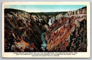 Grand Canyon Great Falls Yellowstone Nat'l Park C1929 Haynes Photo Postcard P13