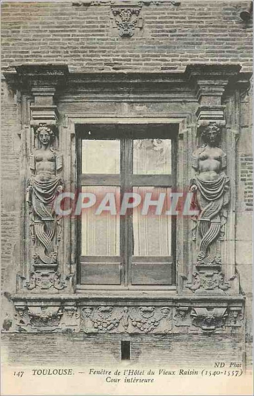 Postcard Old Toulouse Window of the Hotel du Vieux Raisin (1540 1557) Inner C...