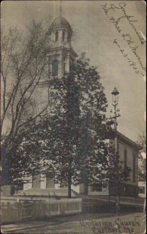 Eastport ME Unitarian Church c1910 Real Photo Postcard