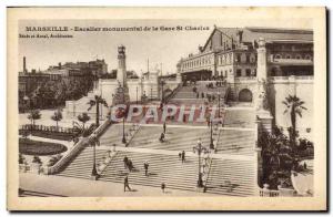 Old Postcard Marseille Monumental Staircase of the Gare St Charles