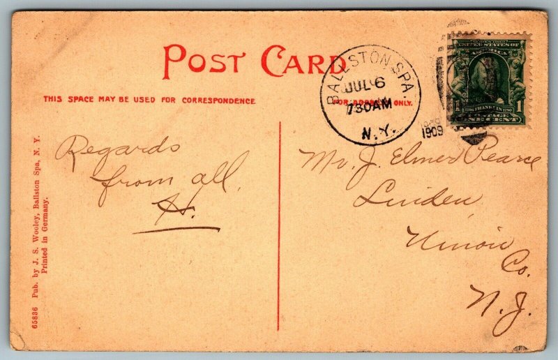 Postcard Saratoga Lake New York c1909 West Side Camps Rileys Cove Duplex Cancel