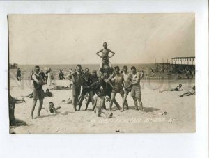 3038440 Men in Old Swimsuits Rest ATHLETE in RIGA Vintage Photo