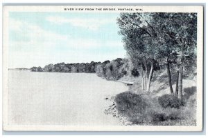 1936 River View From The Bridge Portage Wisconsin WI Vintage Posted Postcard