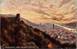 Heidelberg Blick Von Der Terrasse Tucks 7641 Vintage Postcard A79