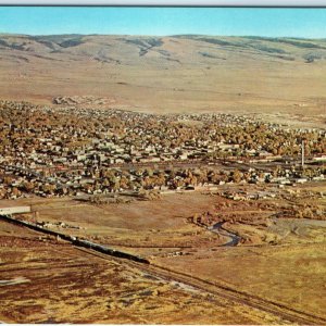 c1950s Laramie, WY Air View Birds Eye Aerial City RARE Chrome Photo PC Vtg A152