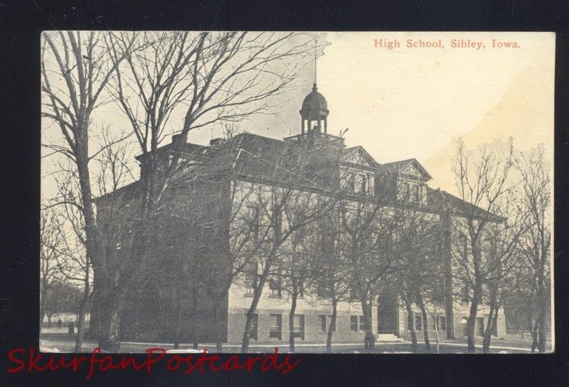 Sibley Iowa High School Building Antique Vintage Postcard Stout IA