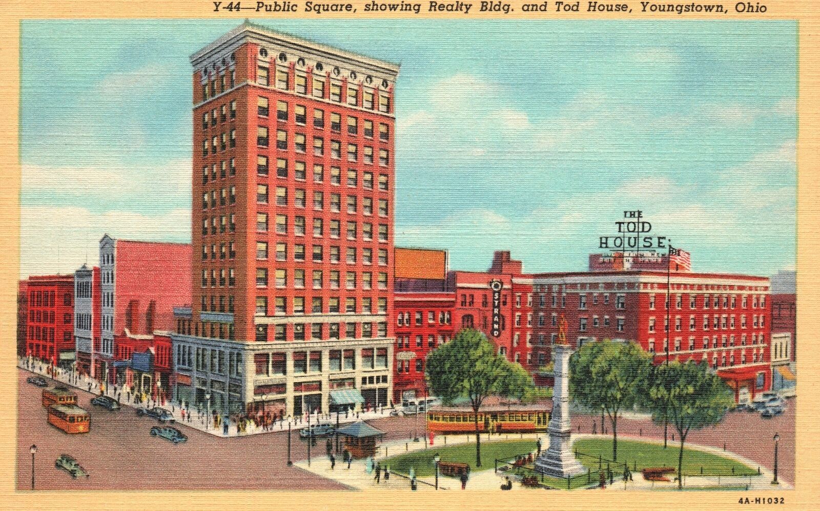 Vintage Postcard Public Square Showing Realty Building Tod House