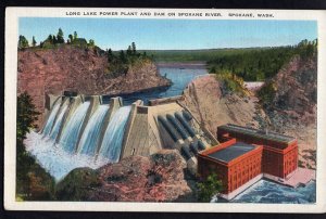 Washington SPOKANE Long Lake Power Plant and Dam on Spokane River LINEN