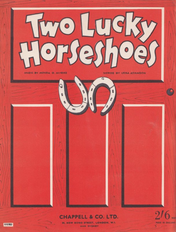 Two Lucky Horseshoes Monda Myers 1960s Sheet Music