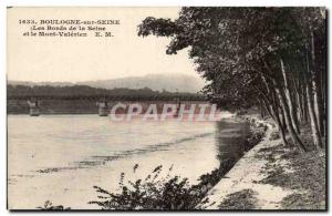 Old Postcard Boulogne sur Seine banks of the Seine and the Mont Valerien