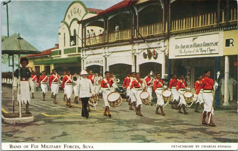 Suva Fiji Band of Fiji Military Unused Charles Stinson Litho Postcard G27