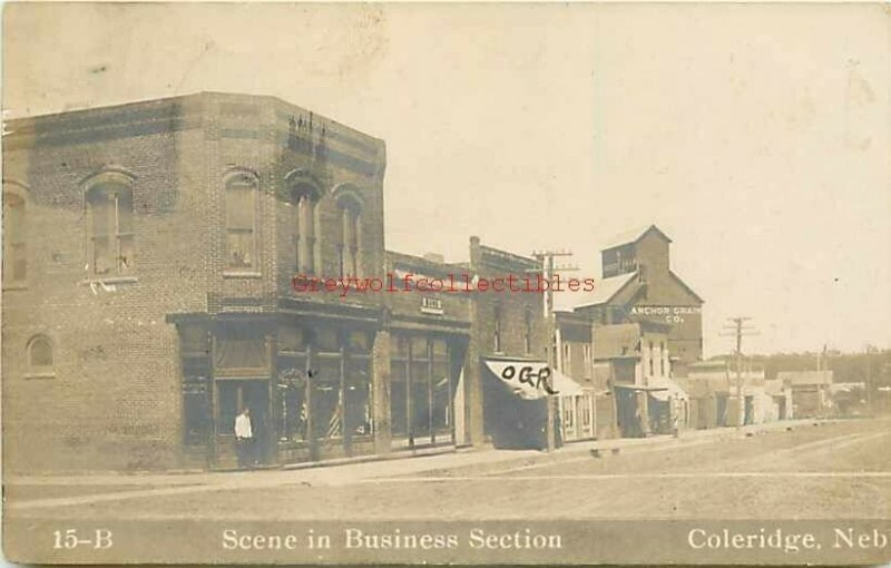 NE, Coleridge, Nebraska, Business Section, Street Scene' Halldorson 15-B, RPPC