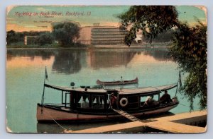 J91/ Rockford Illinois Postcard c1910 Rock River Yacht Boat  8