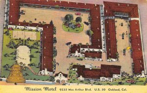 Mission Motel US %0 Highway Oakland California linen postcard