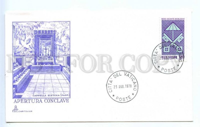418615 Vatican 1978 year Apertura Conclave First Day COVER