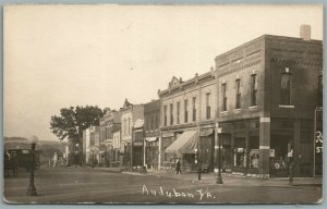 AUDUBON IA STREET SCENE ANTIQUE REAL PHOTO POSTCARD RPPC