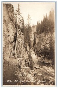 1945 Johnson Canyon River View Harmon Banff Canada RPPC Photo Posted Postcard