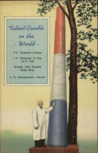 Linen Adv Tallest Candle in World Chicalgo IL Washington Blvd Postcard