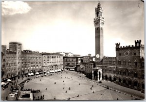 Siena Italy, The Field, Campo Square Palazzo Pubblico, Real Photo RPPC, Postcard