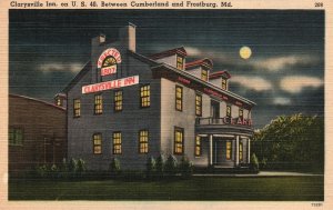 Vintage Postcard 1947 Clarysville Inn Between Cumberland and Frostburg Maryland