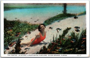 VINTAGE POSTCARD THE TEMPTER UNDER WATER FAIRYLAND AT SILVER SPRINGS FLORIDA