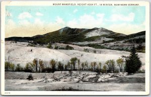 1930's Mount Mansfield In Winter Northern Vermont VT Attraction Posted Postcard
