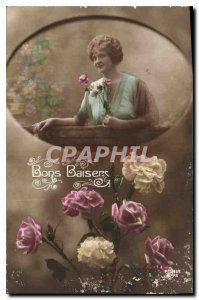 Old Postcard With Love flowers