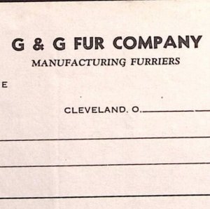 1930s G & G FUR COMPANY EUCLID AVE CLEVELAND OHIO BILLHEAD INVOICE Z437