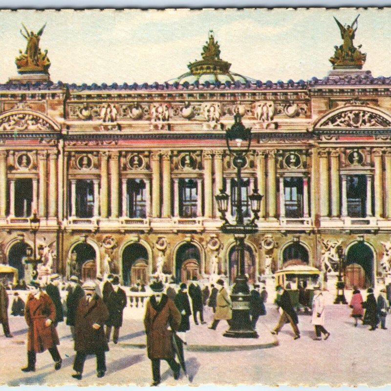 c1920s Paris, France Opera House Baroque Facade Statues Streetlamps Cars A359