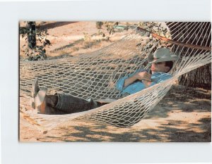 Postcard Pres. Reagan Relaxing on a Hammock on his Ranch in California USA