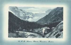 Canada Station Glacier Canadian Rockies Train Vintage Postcard 03.68