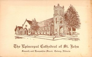 Episcopal Cathedral of St John,  Quincy IL,Old Post Card