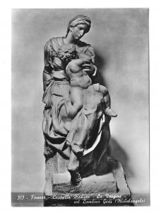 Michelangelo Sculpture Virgin w Infant Jesus Medici Chapel RPPC 4X6 Postcard