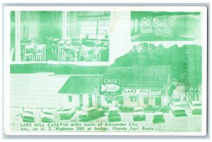 c1950's Lake Hill Cafe Restaurant Martin Lake Alexander City Florida FL Postcard