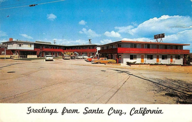 SALT-AIR COURT Roadside SANTA CRUZ California 1968 Chrome Rare Vintage Postcard