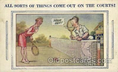 Art comic, Bamforth Comic, USA Tennis writing on back light wear close to gra...