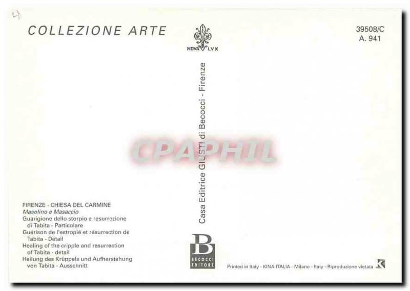 Postcard Modern Firenze Chiesa del Carmine Healing the cripples and resurecti...