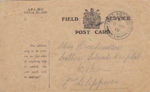 1915, BEF: FPO 1, 1st Int. Brigade to Cebu, Philippines, See Remark (M5303)