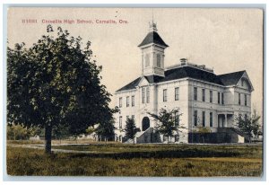 Corvallis Oregon OR Postcard Carvallis High School Building Exterior 1910 Trees